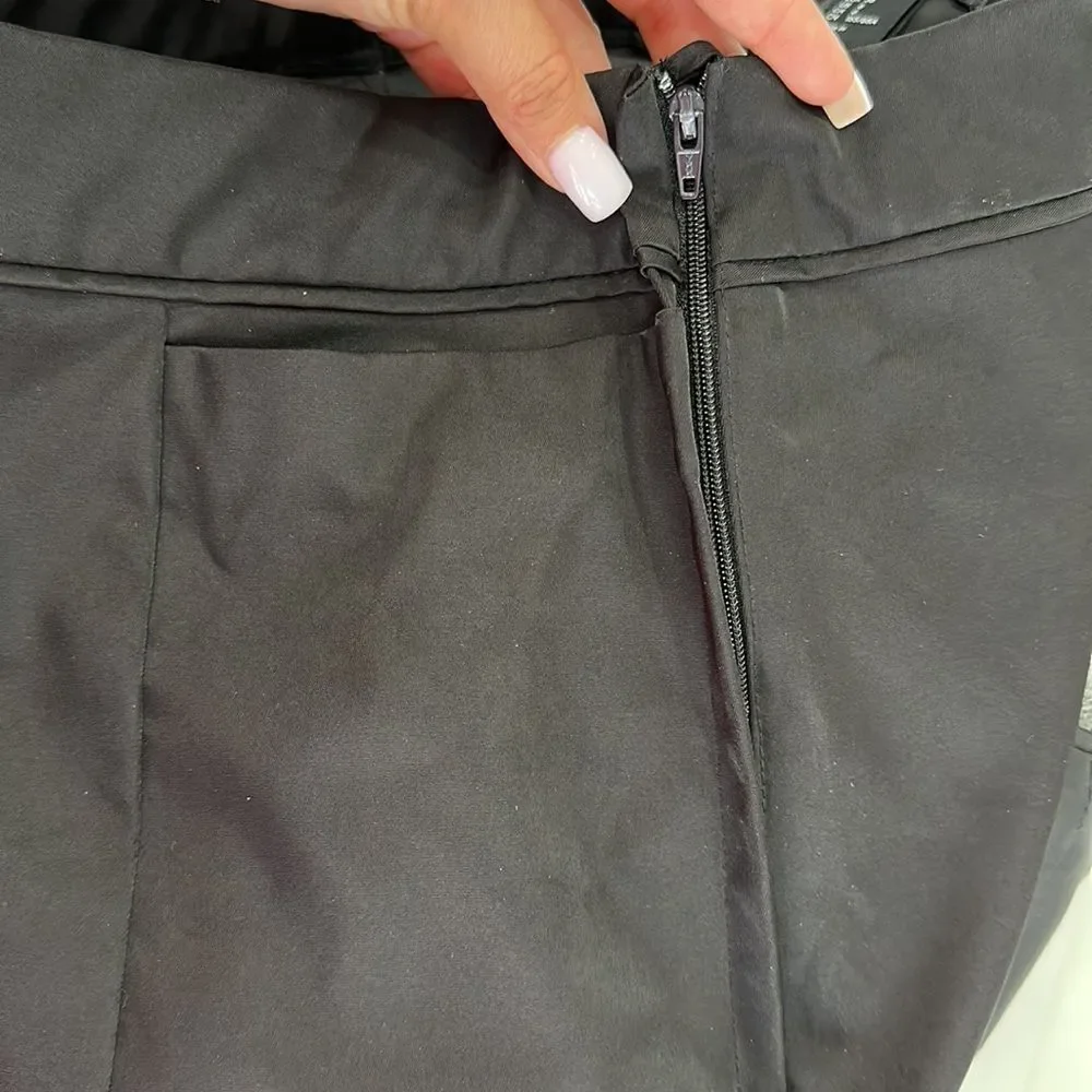 H&M Black Pencil Silky Skirt Back Slit  Sz 6 HIGT WAIST